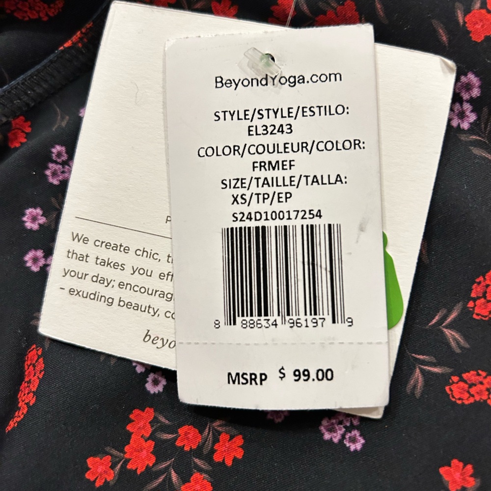 NWT Anthropologie Beyond Yoga High-Rise Midi Leggings Black Red Pull On XS - Picture 9 of 13